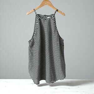 VTG Abercrombie & Fitch Women's Striped Blouse Tank Top Black White Size Medium